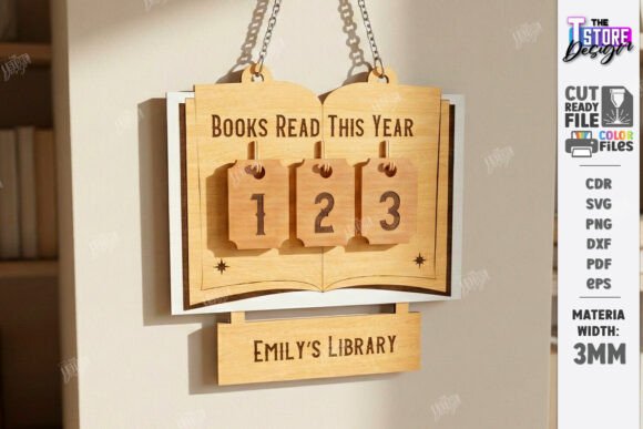 Books Read Tracker Laser Cut Counter SVG
