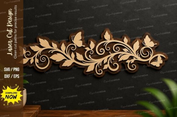 Butterfly Vine Border Laser Cut Svg File