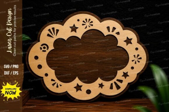 Cloud Shape Frame Laser Cut SVG Design