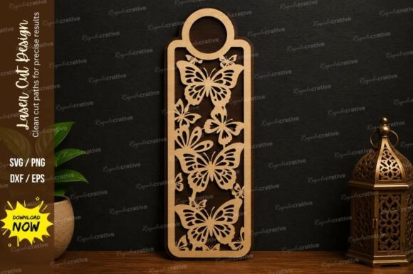 Elegant Butterfly Floral Bookmark SVG Laser Cut Design