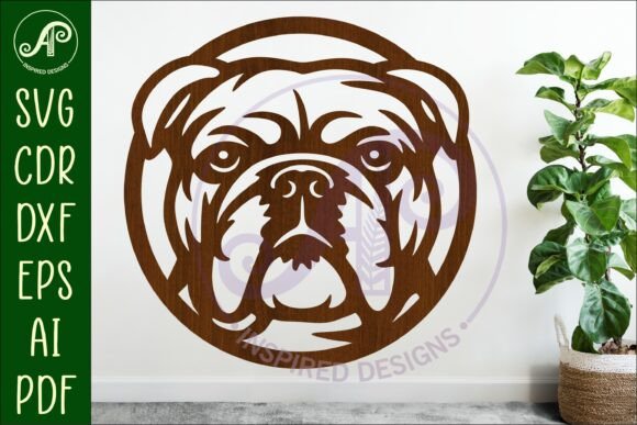 English Bulldog Wall Art SVG Laser Cut for Decor