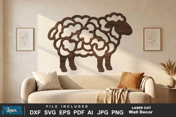 Farm Sheep Wall Art Laser Cut SVG for Modern Decor