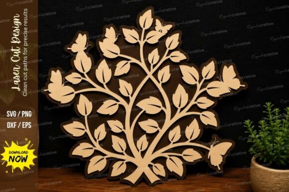 Floral Tree Design Laser Cut Svg File: Precision Craft for Your Projects