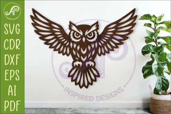 Flying Owl Wall Art Sign, SVG File for Laser Cutting