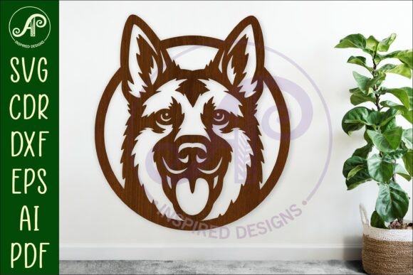 German Shepherd Dog Wall Art SVG Laser Cut Design