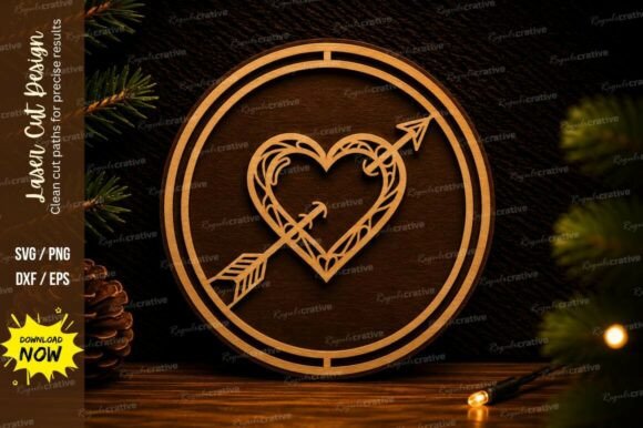 Heart Arrow Wall Art: Laser Cut SVG Design