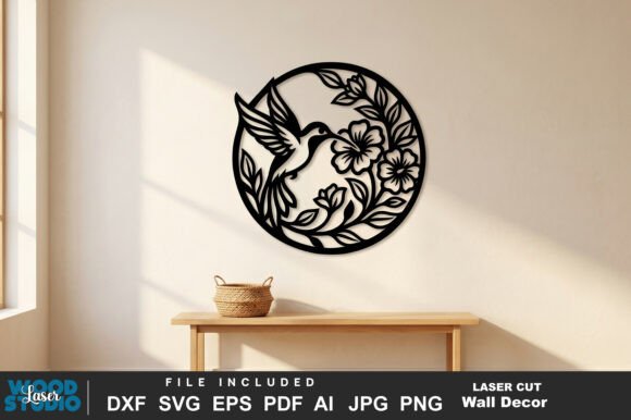 Hummingbird Flower Ornament Laser Cut SVG