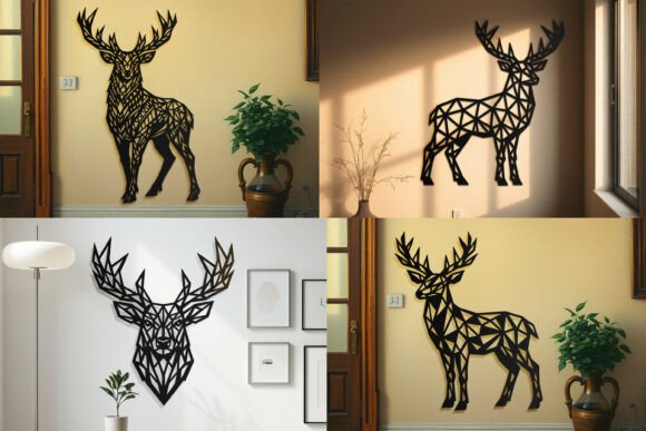 Laser Cut Geometric Deer Wall Art SVG Bundle