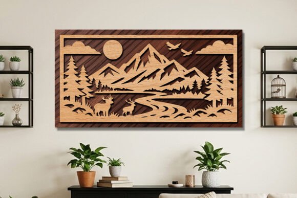 Laser Cut Mountain Wall Art SVG: A Modern Rustic Design