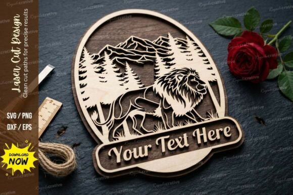 Lion Name Frame Laser Cut Svg Cutting