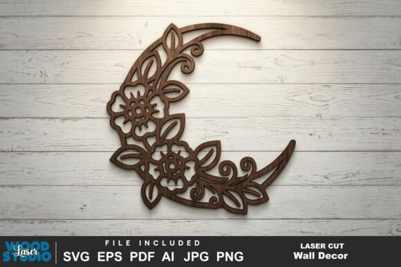 Moon Wall Art Laser Cut SVG: Elegant Celestial Decor