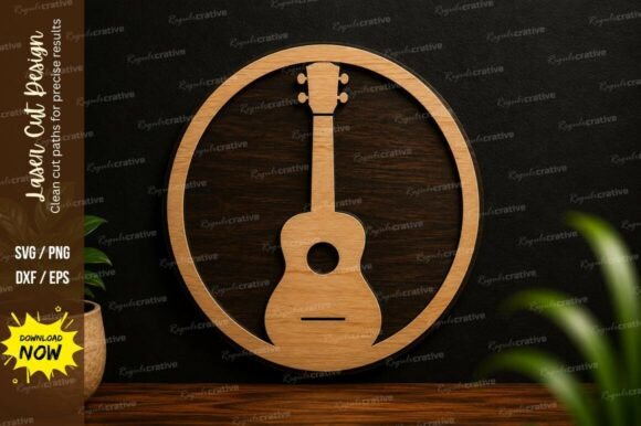Precision Crafted: The Guitar Circle Ornament Laser Cut SVG