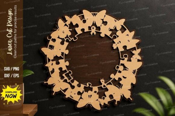 Puzzle Wreath Decor Laser Cut SVG File for Crafting