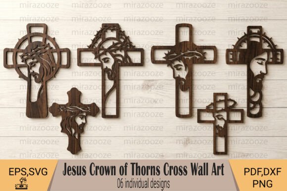 Sacred Cross Wall Art with Crown of Thorns Design