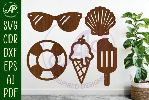 Summer Beach Silhouettes: Laser Cut Art for Creative Projects