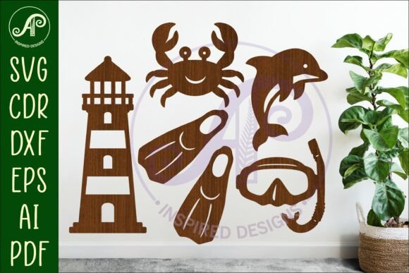 Summer Beach Silhouettes Laser Cut Design