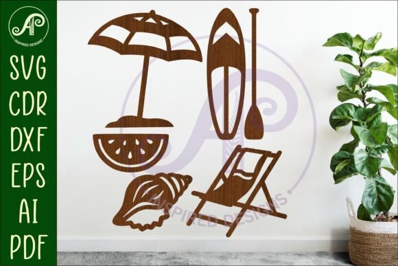 Summer Beach Silhouettes: Laser Cut Designs