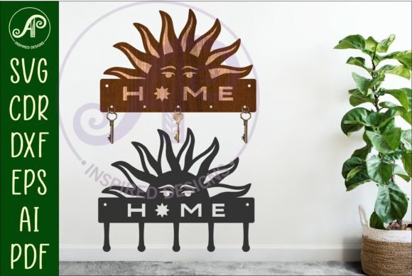 Sun Home Key Holder SVG Laser Cut File