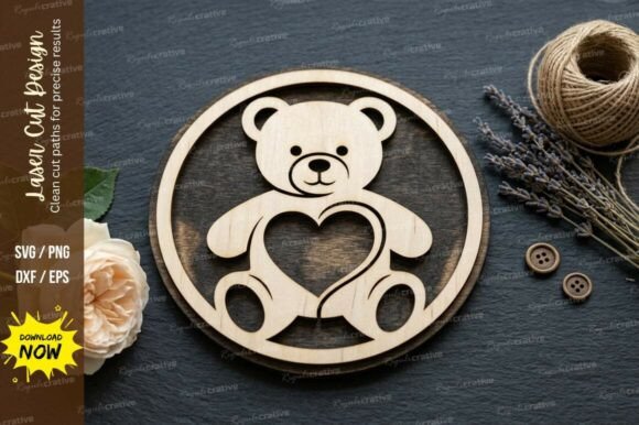 Teddy Bear Frame Laser Cut Svg Cutting