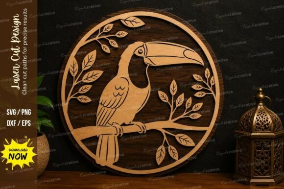 Toucan Bird SVG Tropical Laser Cut Wall Design
