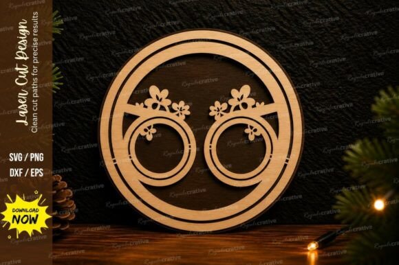 Wedding Rings Ornament Laser Cut SVG Des