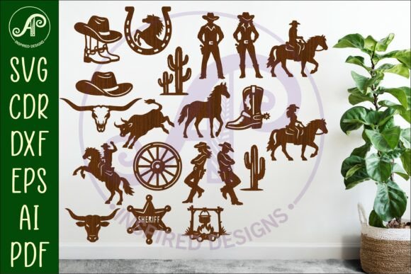 Western Cowboy Cowgirl Silhouette Bundle