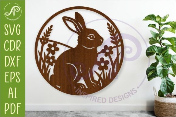 Woodland Rabbit Wall Art SVG, Bunny for Laser & Craft